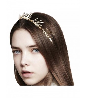 Wiipu Christmas Gift Hairbands 3D Alloy Deer Horn Antler Shape Headbands(D911) - gold - C4187OKME0L