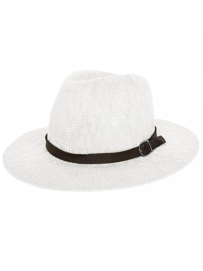 Aerusi Coral Jones Women&AEligs Floppy Straw Hat Fedora - White - CP126BIVUCD