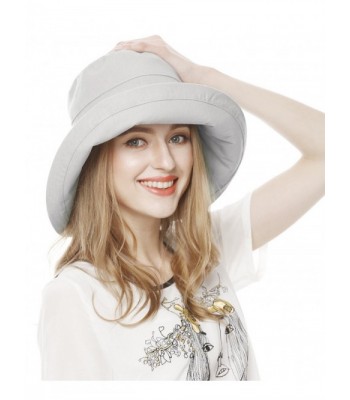 Lovful Women's Cotton Big Brim Hat Summer Beach Hat With Fold-Up Brim - Beige - C512DGZQE0H
