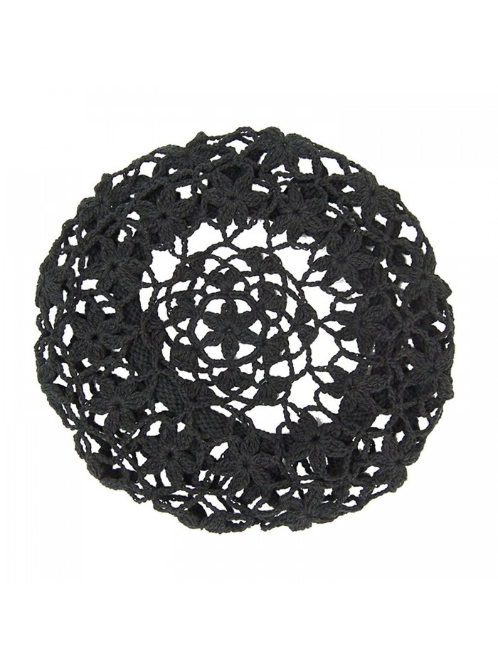 Bestknit Women's Light Beret Crochet Knitted Style for Spring Summer Fall Black - CH11AS00MRT