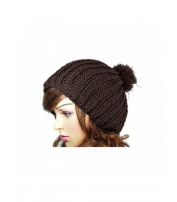 Dealzip Inc Trendy Women Winter Warm Knit Crochet Wool Snow Ski Beanie Hat Cap - Black - CI11R9GCBDJ