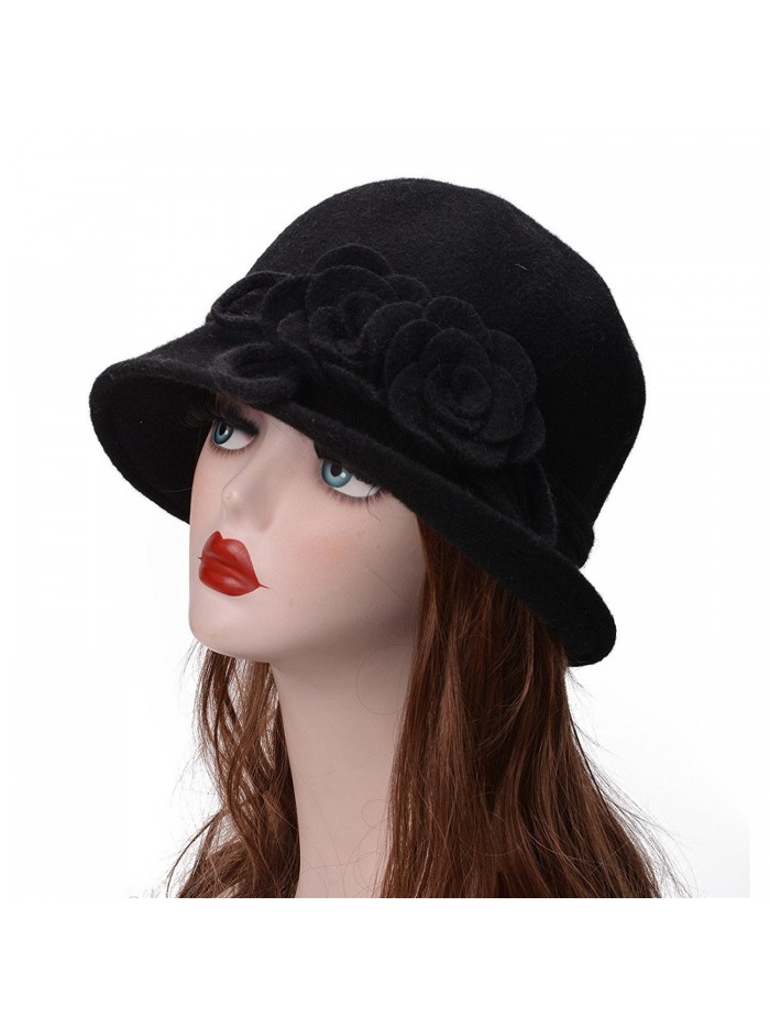 Womens Retro Collapsible Soft Knit Wool Cloche Hat Bucket Flower A466 ...