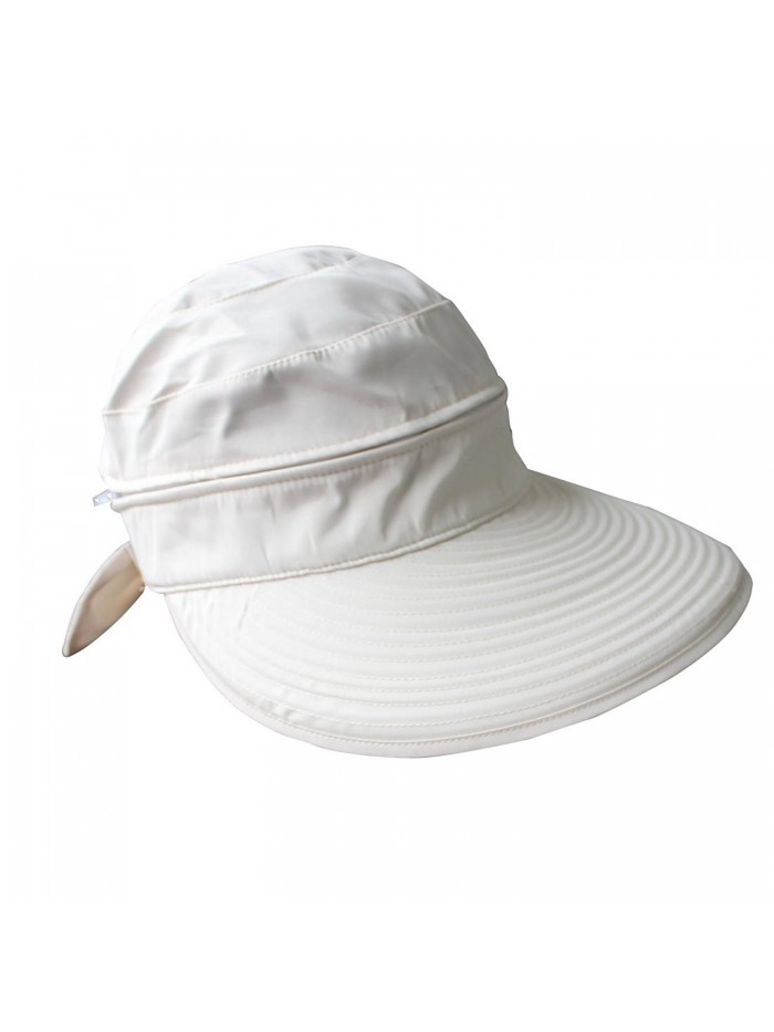 Women's Anti-UV Lightweight Sun hat Wide Brim 2in1 Visor Tennis Golf Hats - Khaki - CR17YXD5OGI