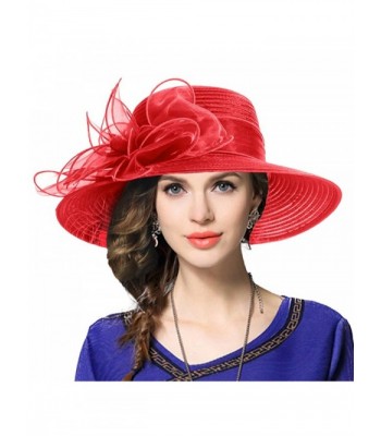 VECRY Kentucky Derby Dress Church Cloche Hat Sweet Cute Floral Bucket Hat - Leaf-red - C9189Z92QQ7