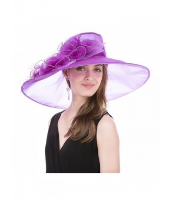 Saferin Kentucky Cocktail Wedding Organza - Sf5-wide Brim Purple - CF17Z6OCTS0