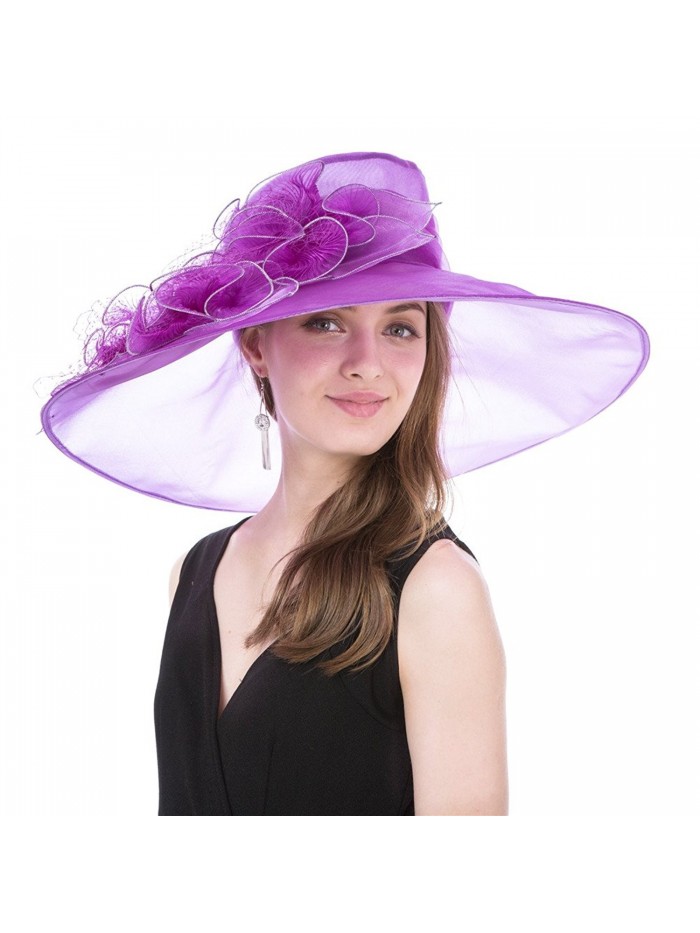 Saferin Kentucky Cocktail Wedding Organza - Sf5-wide Brim Purple - CF17Z6OCTS0