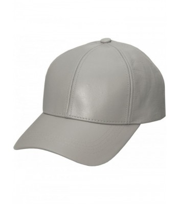 Grey Genuine Leather Baseball Cap Hat Made In The USA - CF119TIWU31