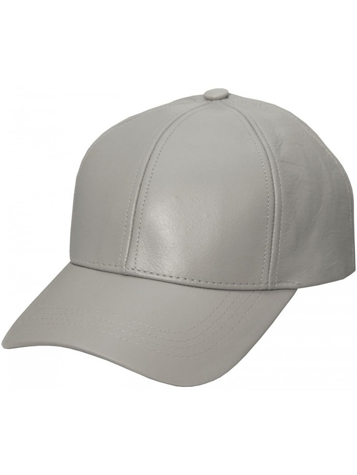 Grey Genuine Leather Baseball Cap Hat Made In The USA - CF119TIWU31