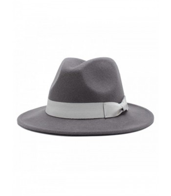 HH HOFNEN 100% Wool Fedora Hats For Women Vintage Wide Brim Mens Fedora Cap - Grey - CZ185YHKNS3