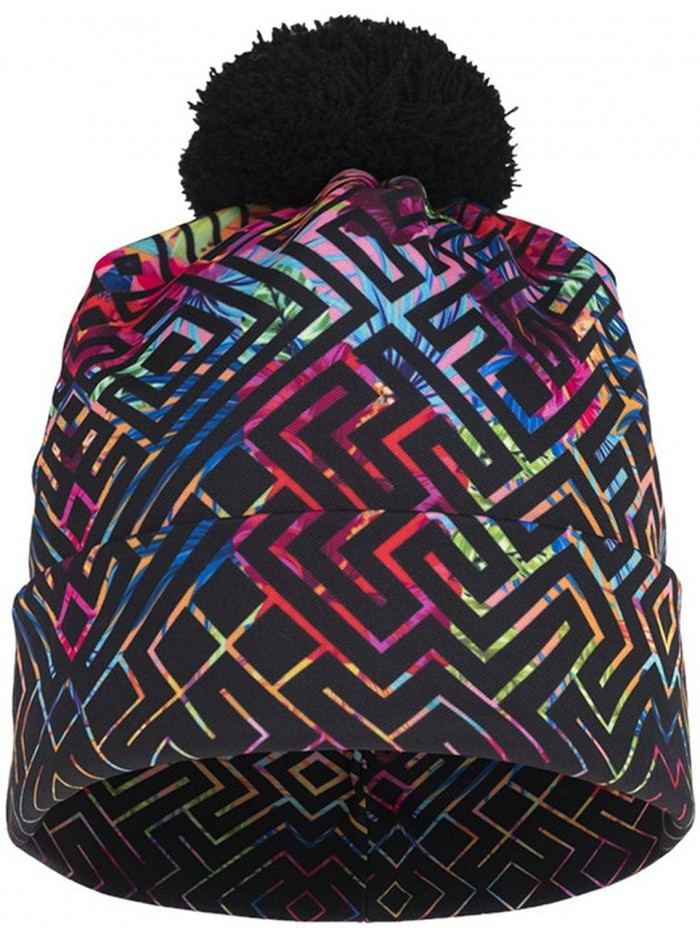 Ababalaya Unisex 3D Print Skullies & Beanies with Pompon - Labyrinth - CX12N85YBM1