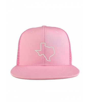Trendy Apparel Shop Texas State Outline Embroidered Cotton Flat Bill Mesh Back Trucker Cap - Pink - C3185YMHDE6