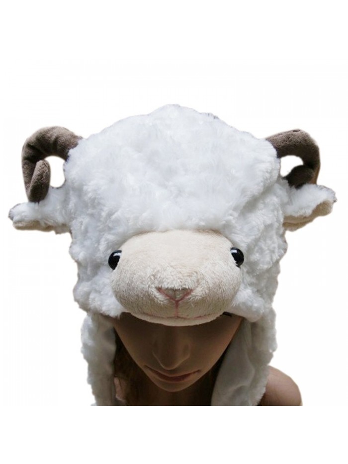 TopTie Ladies Animal Hat- Soft Fleece Lined Hat - Sheep Antelope Beauty Hat - White Sheep - C811PVN2DU3