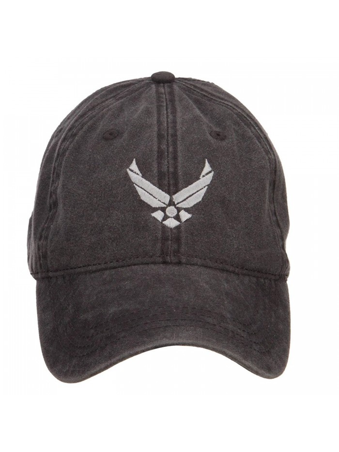 US Air Force Silver Logo Embroidered Washed Cap - Black - CQ126E0PLMX