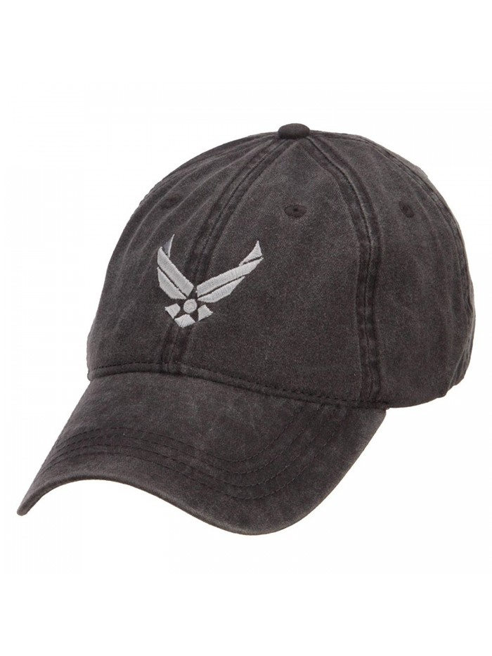 US Air Force Silver Logo Embroidered Washed Cap - Black - CQ126E0PLMX