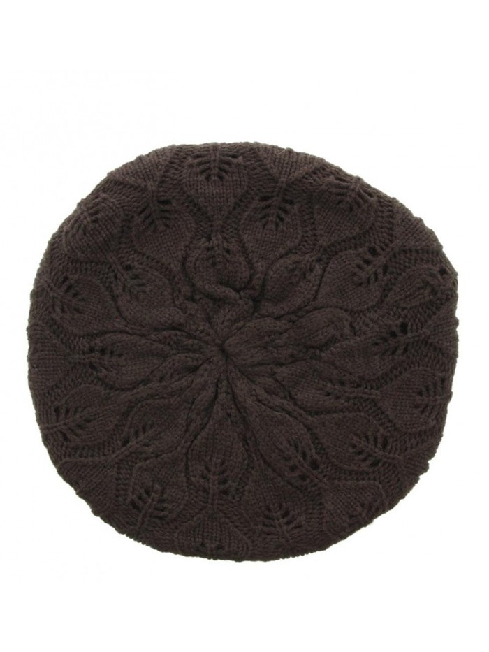 Milani Women Winter Fashion Warm Knitted Crochet Beanie Beret Hat Cap - Brown - CN11PXMA029