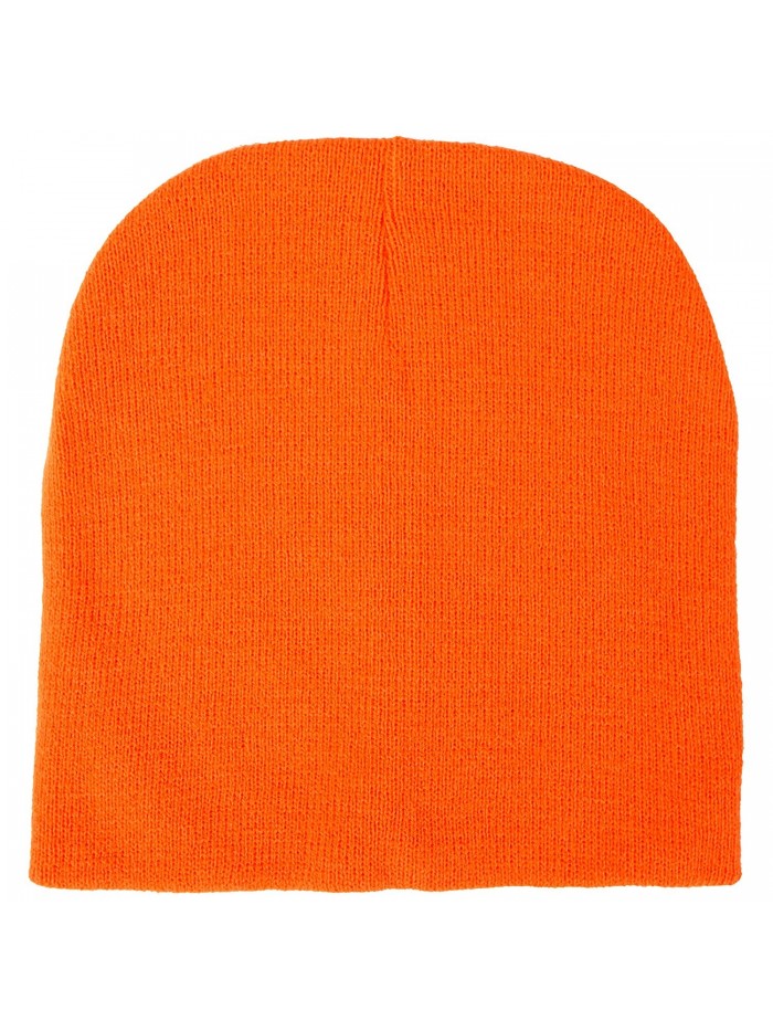 NuFazes Unisex 8" Beanie 100% Acrylic - Multiple Colors - Orange - CH188KNMQGH