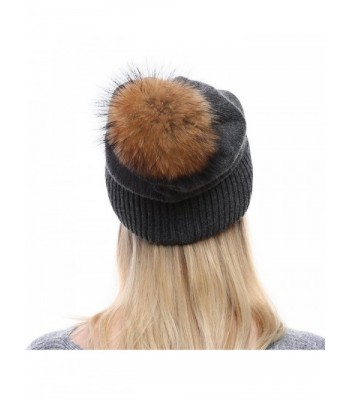 Vemolla Womens Beanie Knitted Raccoon in Women's Skullies & Beanies