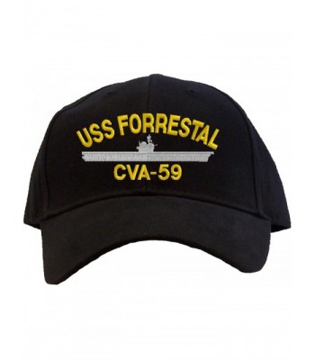 USS Forrestal CVA-59 Embroidered Baseball Cap - Black - CC11FQRZGSZ