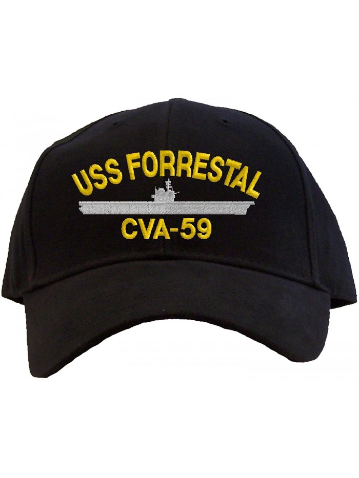 USS Forrestal CVA-59 Embroidered Baseball Cap - Black - CC11FQRZGSZ