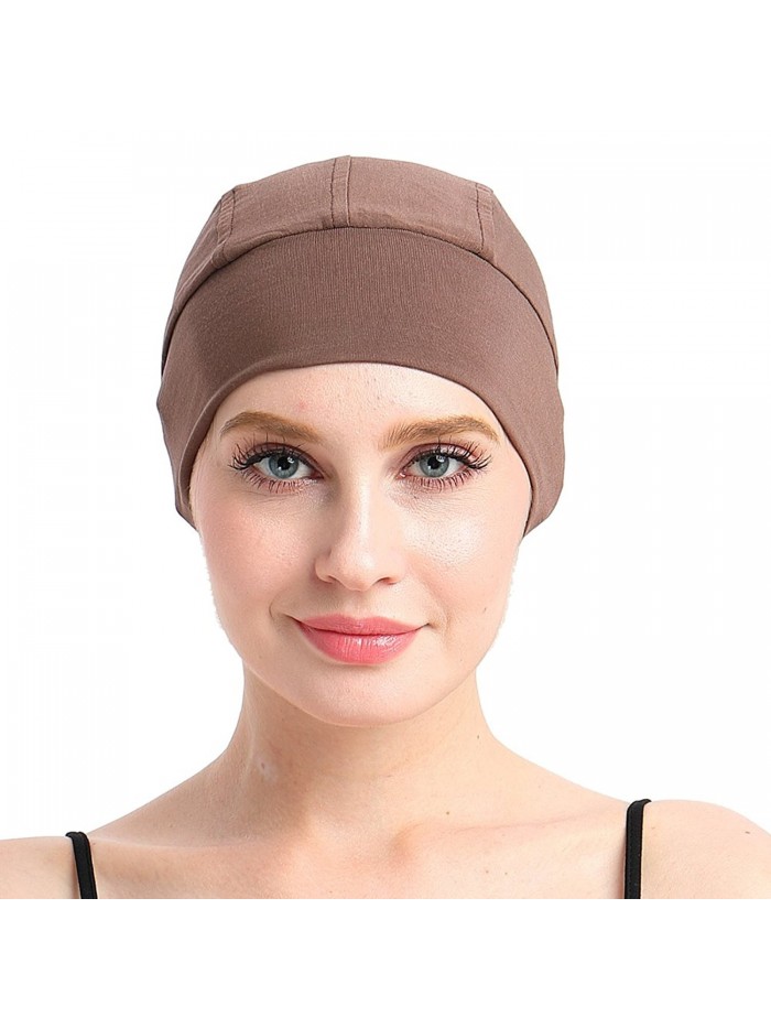 Comfy Cancer Hat Hair Loss Turbans Sleep Cap Night Beanie - Brown - C617Z40RGK5