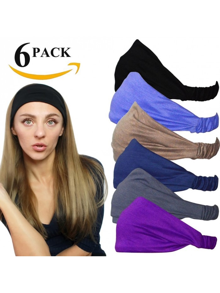 Stretchy Athletic Headbands Headband Exercise - set 1( 6 count) - CH11S1CQZLT