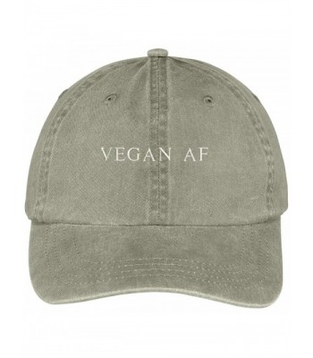 Trendy Apparel Shop Vegan AF Embroidered Pigment Dyed Washed Cotton Cap - Khaki - CK12KIK3VYZ