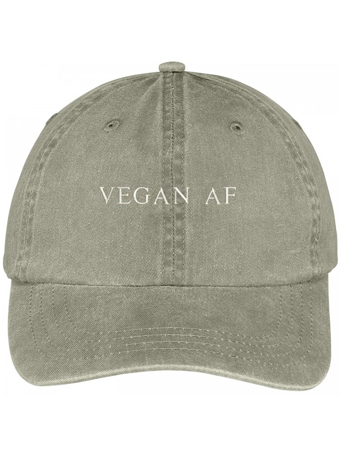 Trendy Apparel Shop Vegan AF Embroidered Pigment Dyed Washed Cotton Cap - Khaki - CK12KIK3VYZ