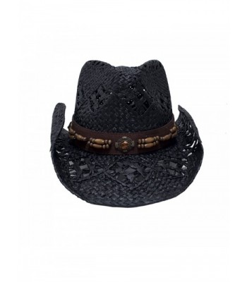 Black Straw Cowboy Leather Shapeable in Women's Cowboy Hats