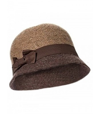 Winter Cloche Hat for Women Camel Cloche Hat 100% Wool Twenties Style Bell Cloche - CX12N797ZDH