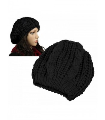 INSTEN Women Knit Crochet Hat - Black - C411QHYUW4T