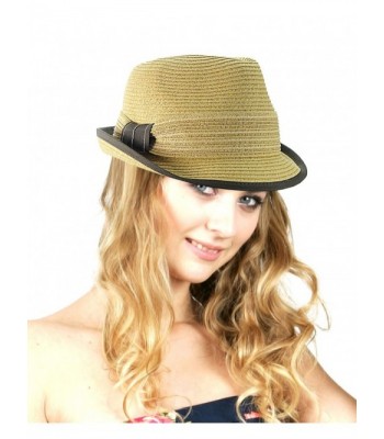 NYFASHION101 Spring Summer Simple Band Short Brim Stylish Classic Fedora Hat - Natural - CM11X3IZR9H