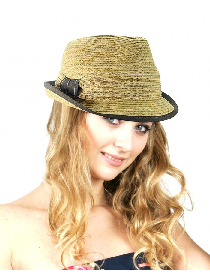 NYFASHION101 Spring Summer Simple Band Short Brim Stylish Classic Fedora Hat - Natural - CM11X3IZR9H