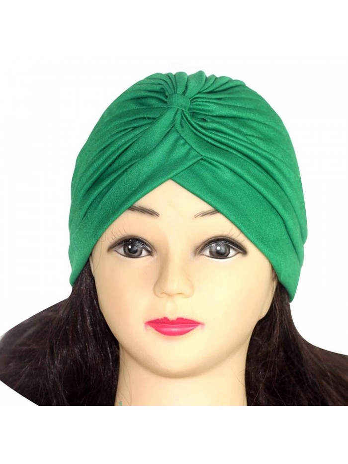 Qingfan Women Solid Pre Tied Yoga Cancer Chemo Hat Beanie Turban Stretch Head Wrap Cap - M - C7185W03584