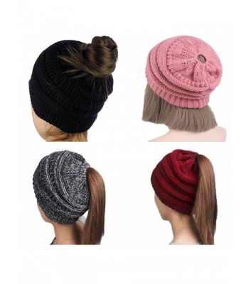 Ponytail Beanies Slouchy Crochet Skullies in Women's Skullies & Beanies