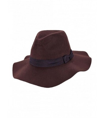 Luxury Divas Panama Style Wool Wide Brim Floppy Hat - Brown - C912E1GM94Z