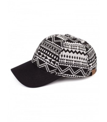 Funky Junque's C.C Women's Tribal Aztec Tapestry Festival Velcro Baseball Cap - Black/Ivory - CA17XQ9XMMM