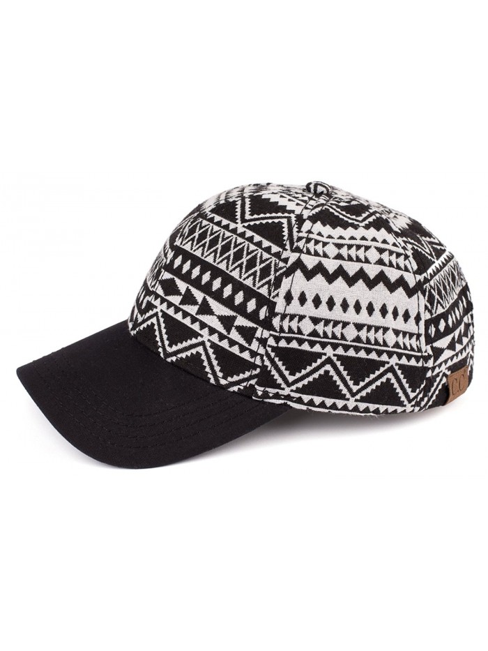 Funky Junque's C.C Women's Tribal Aztec Tapestry Festival Velcro Baseball Cap - Black/Ivory - CA17XQ9XMMM