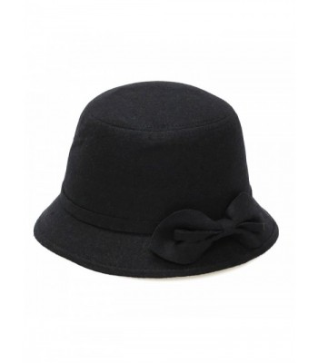 The Hat Depot 800HT710 Women's Vintage Style Cloche Felt Hat-3colors - Black - C8125MOQKJ5