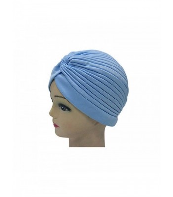 Raylans Womens Indian Style Headwrap Cap Turban Hat Cloche Chemo Hair Cover Headband - Light Blue - CF1299CH3WJ