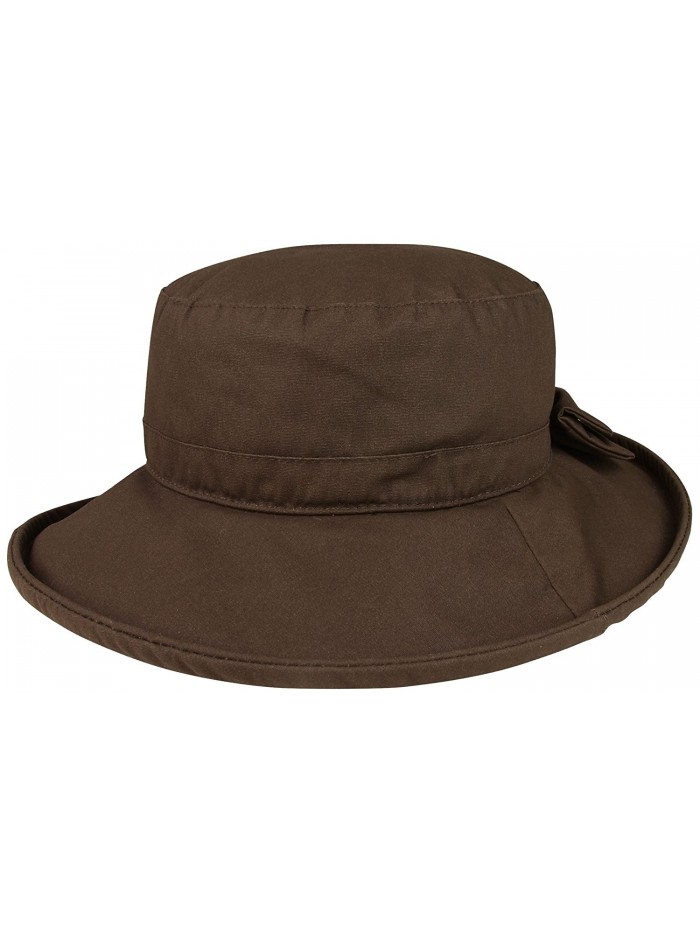 Juniper Women's Waxed Cotton Canvas Wide Brim Bucket Hat - Brown - CA11LV4H9QT