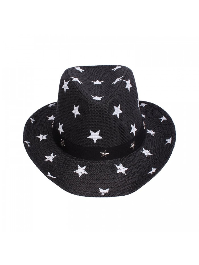 Western Style Shapeable Cowboy Hat - Usa- Patriotic Stars Black - CT12I6R8OIP