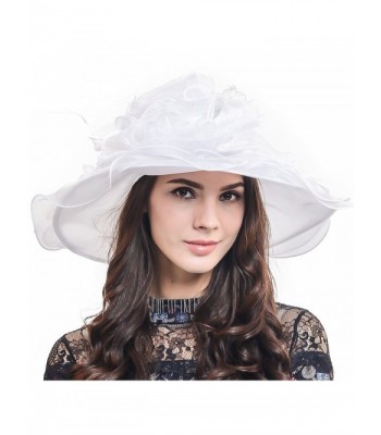 Fascinators Kentucky Derby Church Veil Dress Large Cocktail Party Hat S042 - White - CU11Y8HC2B3