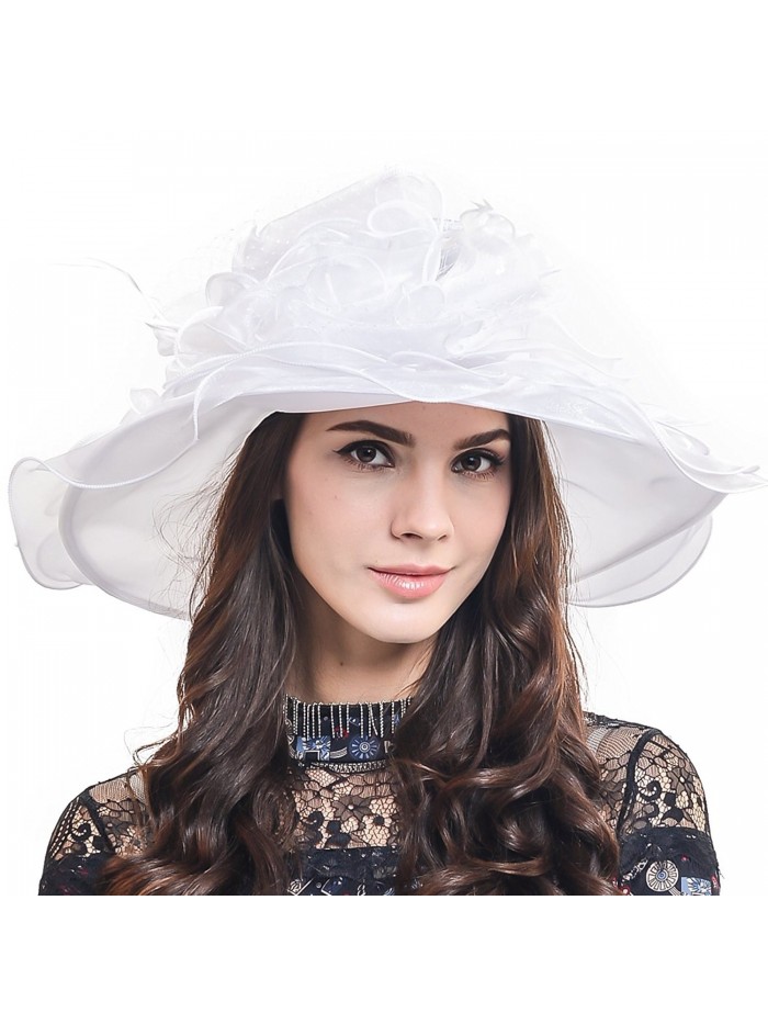 Fascinators Kentucky Derby Church Veil Dress Large Cocktail Party Hat S042 - White - CU11Y8HC2B3