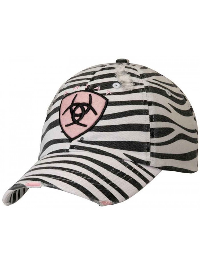 Ariat Accessories Women's Distressed Logo Baseball Cap - Zebra - CW11IIVF8HP