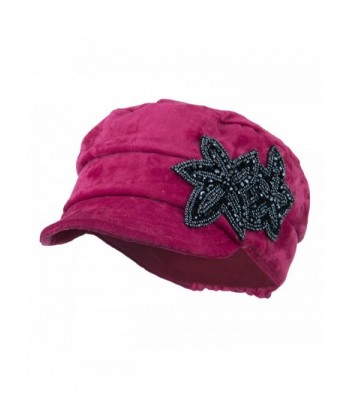 Velvet Military Cap with Beaded Starfish - Fuchsia - CA11ONZ26H5