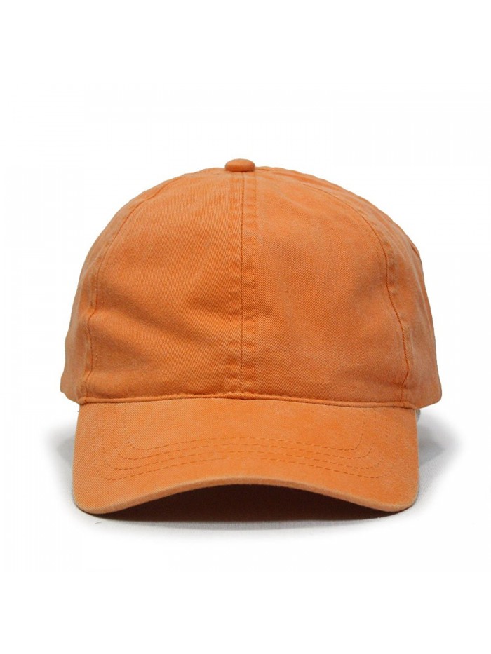 Vintage Year Ponytail Open Back Washed/Brushed Cotton Adjustable Baseball Sports Cap - Orange - CT12N8QZEH2