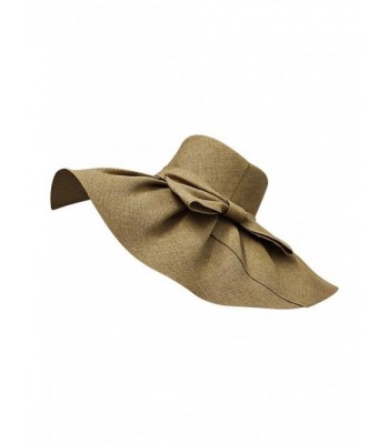 Luxury Divas Elegant Toyo Wide Brim Floppy Hat - Natural - CC12CM4HWFT