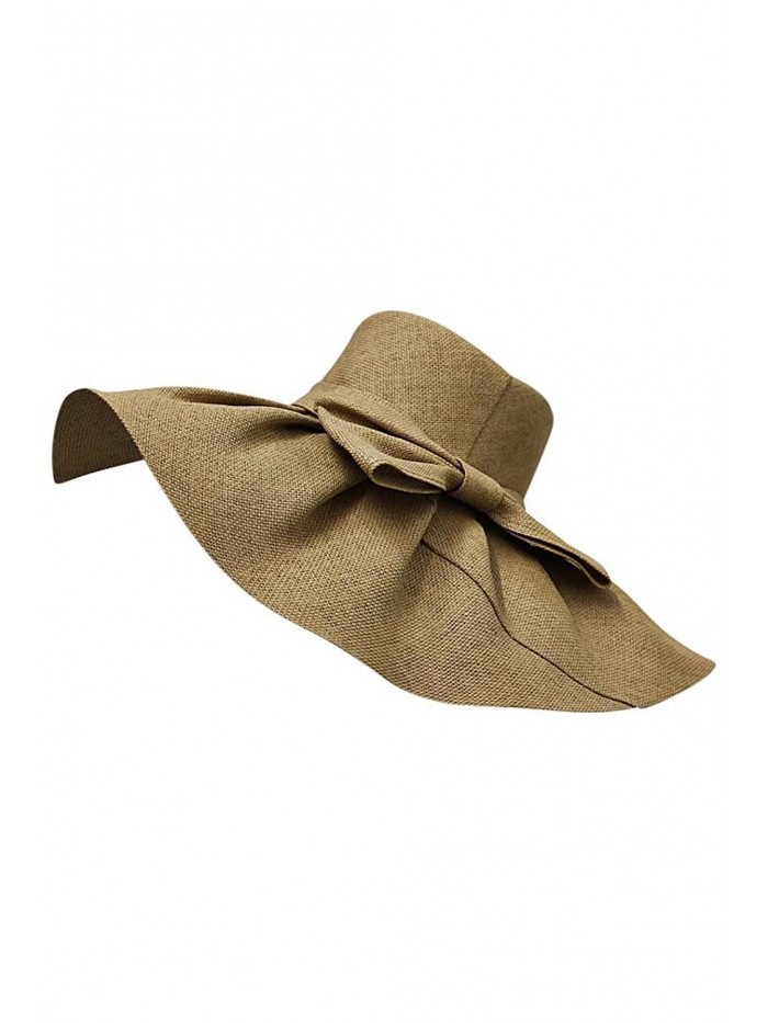 Luxury Divas Elegant Toyo Wide Brim Floppy Hat - Natural - CC12CM4HWFT