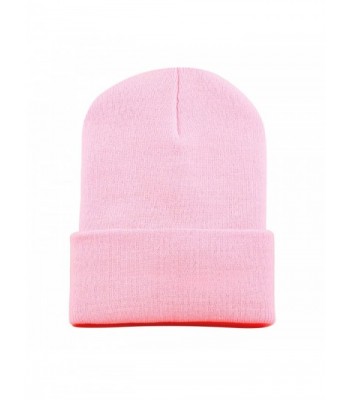 The Hat Depot 1300 Winter Unisex Plain Ski Beanie Knit Skull Hat - Pink - C01272PCDWF