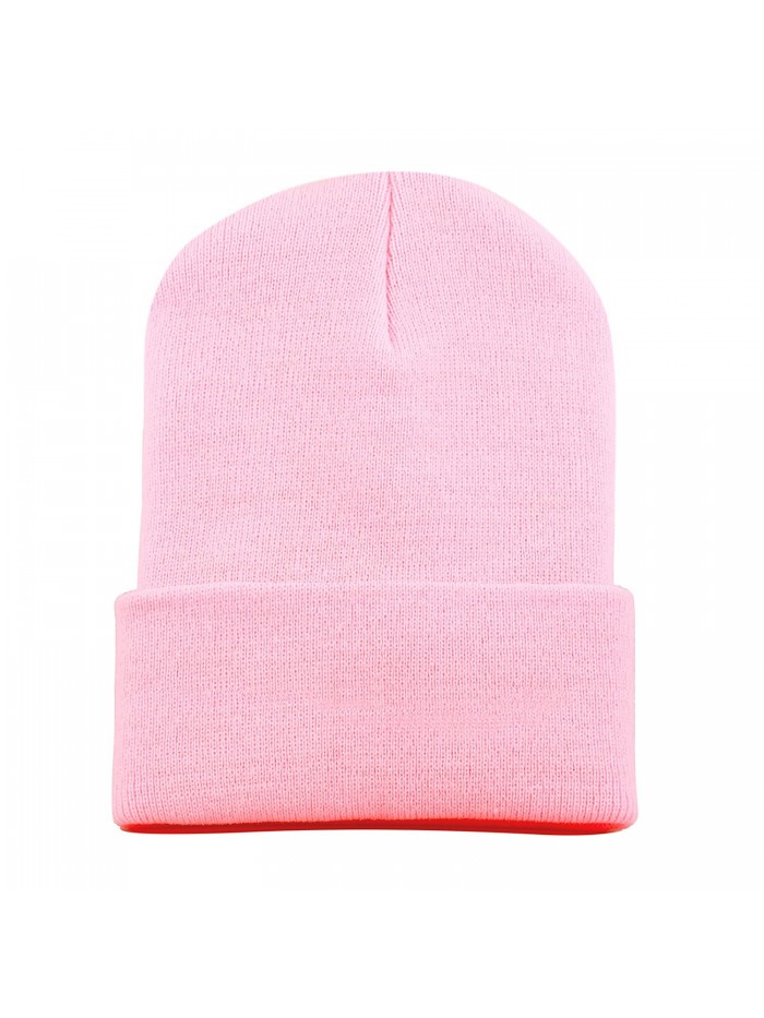 The Hat Depot 1300 Winter Unisex Plain Ski Beanie Knit Skull Hat - Pink - C01272PCDWF